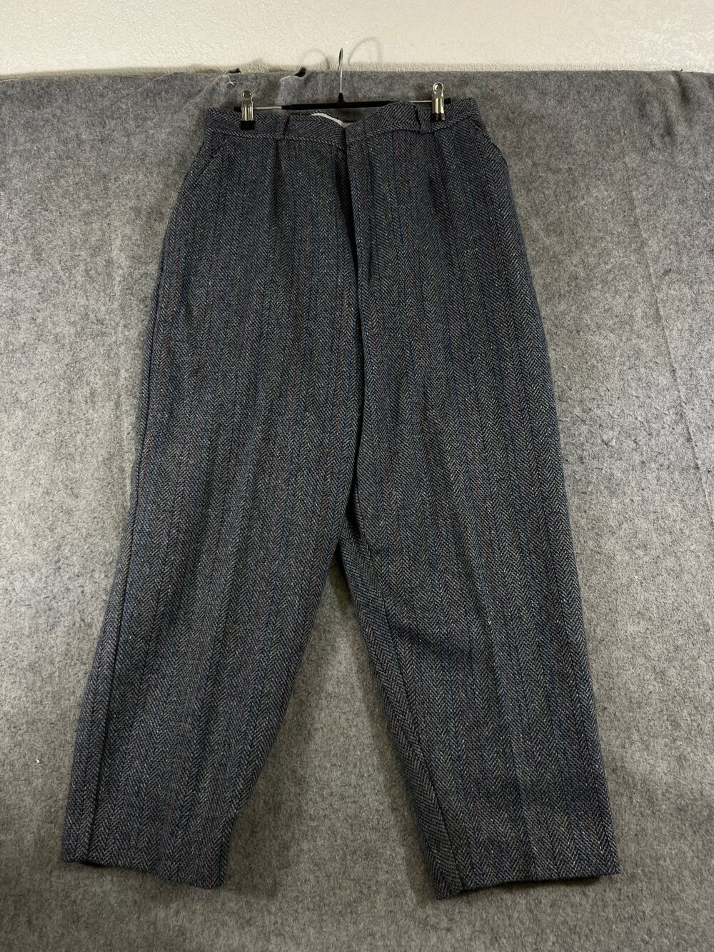 Vintage 60s Penningtons Dress Pants Womens 32 Gray Tweed Pleated Trousers USA